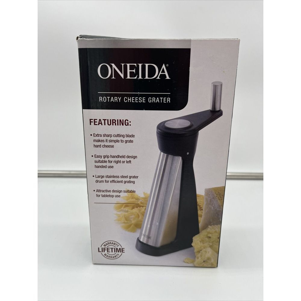 NEW‎ Open Box Oneida Rotary Cheese Grater Stainless Steel Silver Black